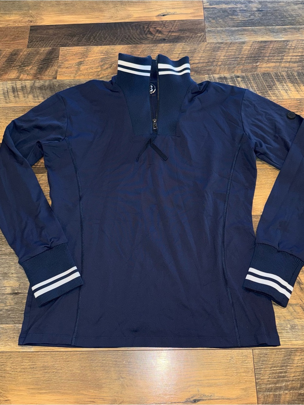 Bogner Navy Quarter-Zip Pullover with White Stripe Trim